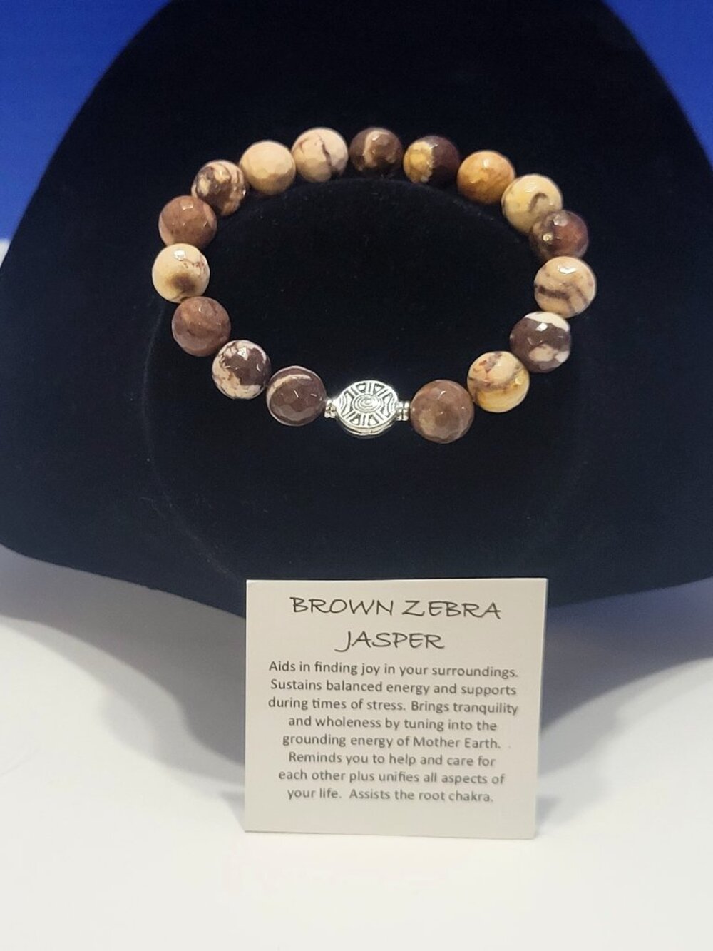 Vintage Brown Zebra Jasper Faceted Beaded Bracelet for Tranquility